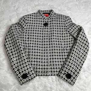 Isaac Mizrahi For Target Women Tweed Blazer Button Down Lined Black white size 8